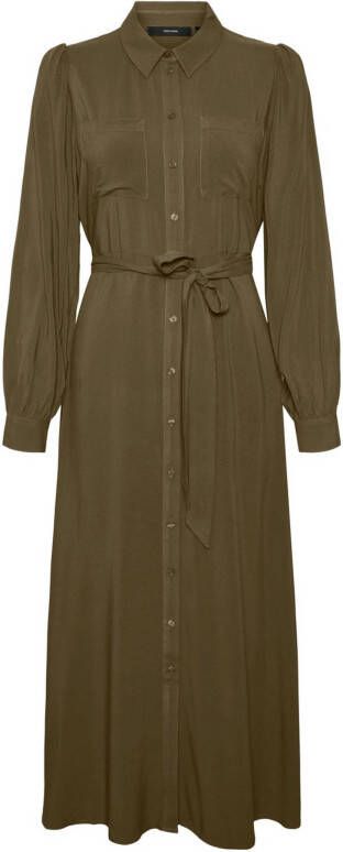 VERO MODA blousejurk VMVICA met plooien donkergroen
