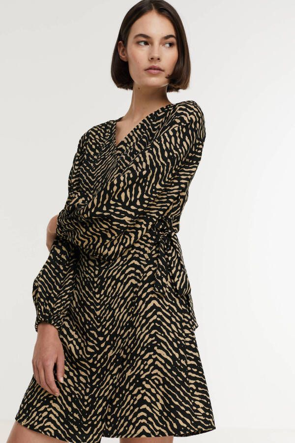 VERO MODA wikkeljurk VMISA met all over print zwart/beige