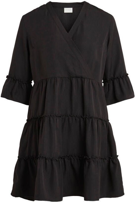 VILA A lijn jurk VIETINA van gerecycled polyester zwart