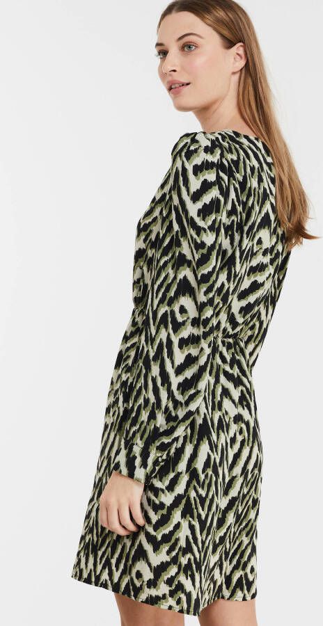 VILA A lijn jurk VISELENA met all over print zwart/groen