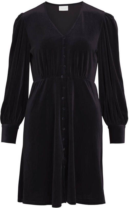 VILA fluwelen jurk VIELIZABETH zwart