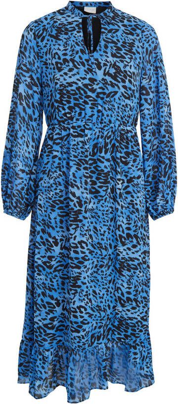 VILA jurk VILEOA van gerecycled polyester blauw