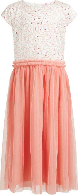 WE Fashion jurk met all over print oudroze