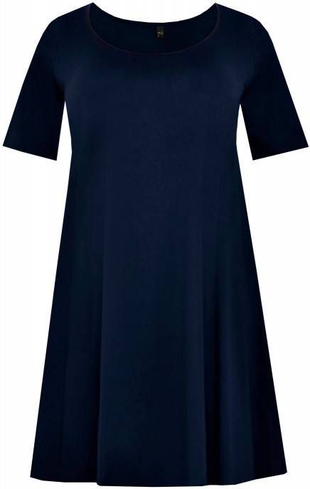 Yoek A lijn jurk COTTON donkerblauw