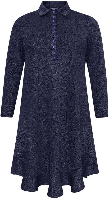 Yoek A lijn jurk LUREX met glitters paars