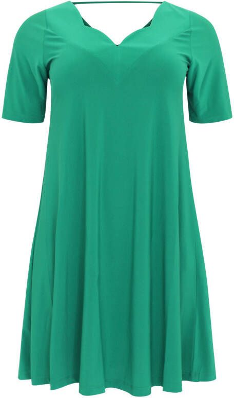 Yoek A lijn jurk van travelstof DOLCE groen