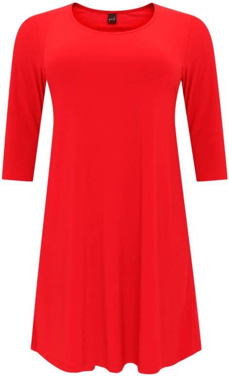 Yoek A lijn jurk van travelstof DOLCE rood