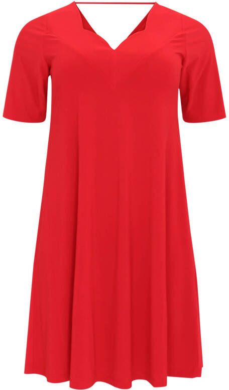 Yoek A lijn jurk van travelstof DOLCE rood
