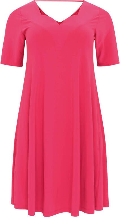 Yoek A lijn jurk van travelstof DOLCE roze