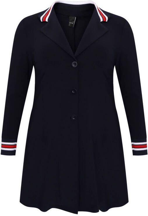 Yoek blazer DOLCE met contrastbies donkerblauw/rood/wit