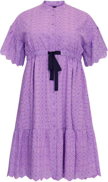 Yoek blousejurk met volant lila/zwart