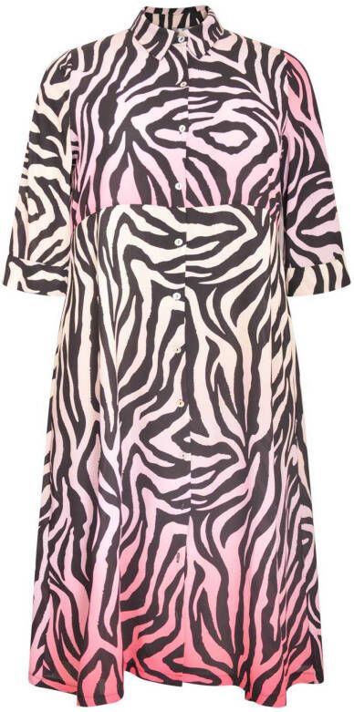 Yoek blousejurk RAINBOW met zebraprint roze/wit/zwart