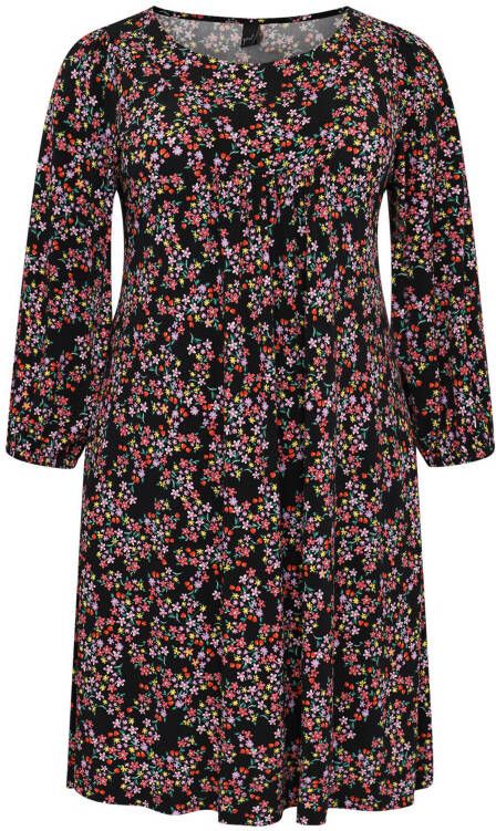 Yoek gebloemde jurk RUBY zwart/multi