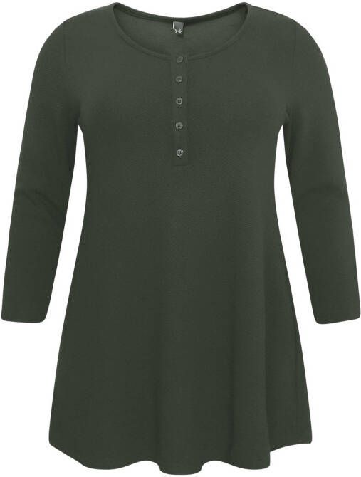 Yoek geribde tuniek met ronde hals DIAGONAL donkergroen