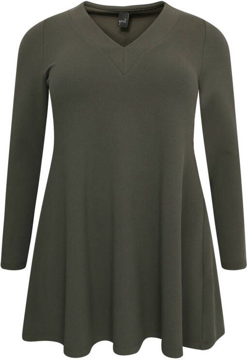 Yoek geribde tuniek met V hals DIAGONAL donkergroen