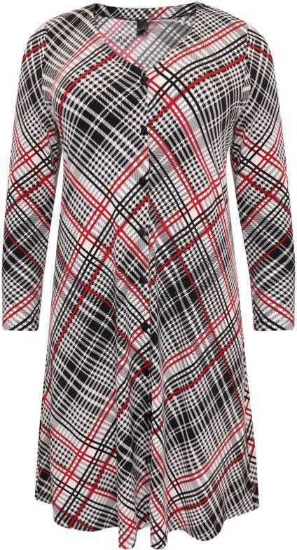 Yoek geruite wijdvallend vest CHECK wit/zwart/rood