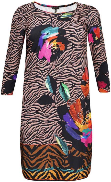 Yoek jurk met all over print oudroze/multi