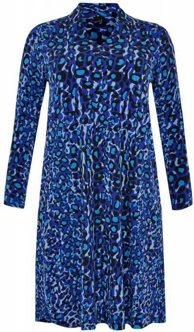 Yoek jurk met dierenprint blauw