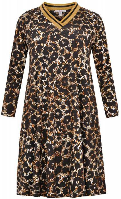 Yoek jurk met dierenprint bruin/zwart/multi