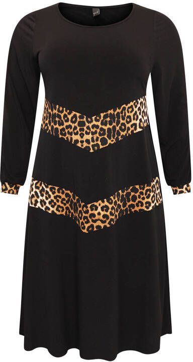Yoek jurk met dierenprint zwart/bruin