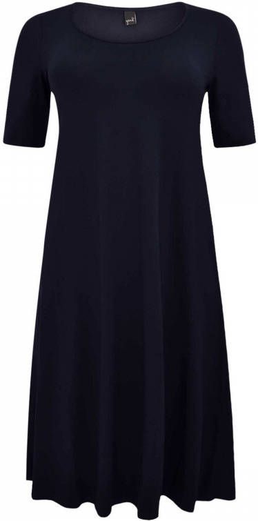 Yoek jurk met plooien donkerblauw
