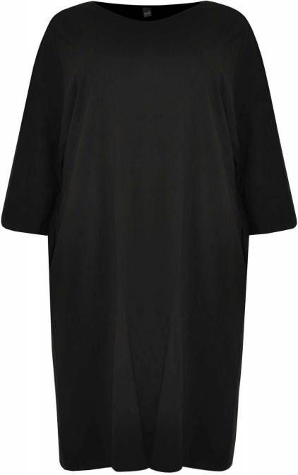 Yoek loose fit T shirtjurk COTTON zwart