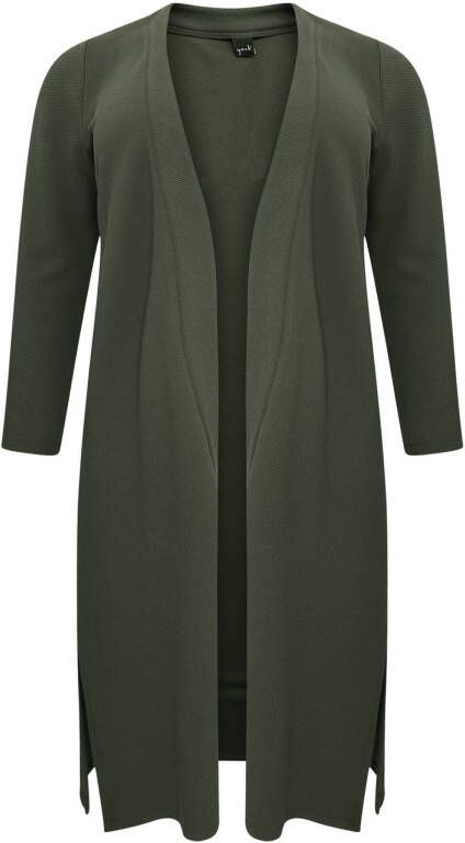 Yoek lang geribd vest met zijsplitten DIAGONAL donkergroen