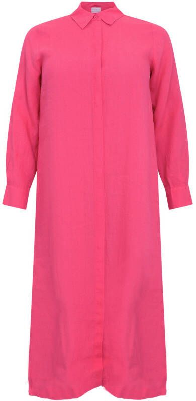 Yoek lange linnen blouse met zijsplitjes LINEN roze