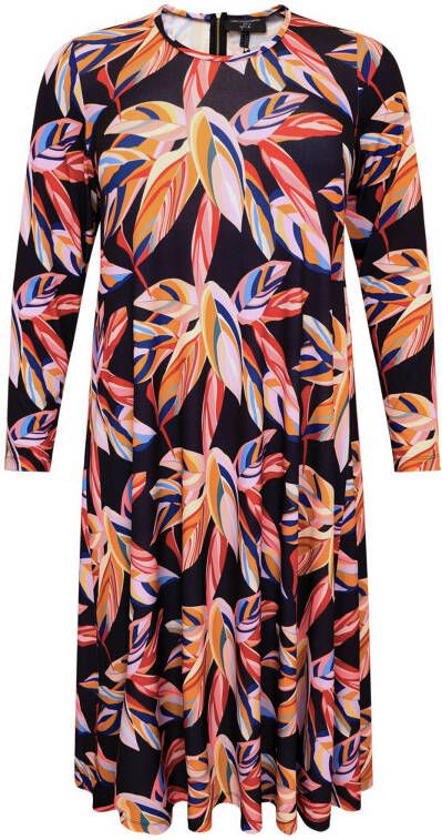 Yoek Loretta's Favourites gebloemde A lijn jurk FLEURÍ zwart/multi