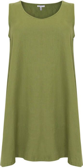 Yoek PORTRAITS A lijn jurk LINEN olijfgroen