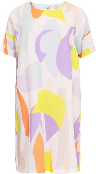 Yoek PORTRAITS jurk FLOWLY met grafische print wit/paars/geel