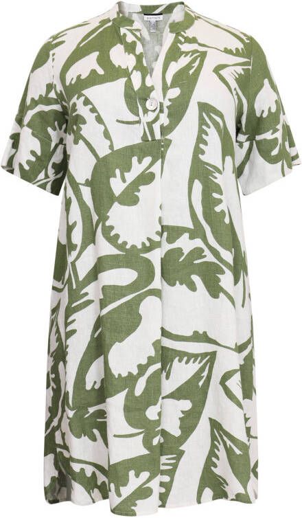 Yoek PORTRIATS jurk SAVINA met all over print wit/olijfgroen