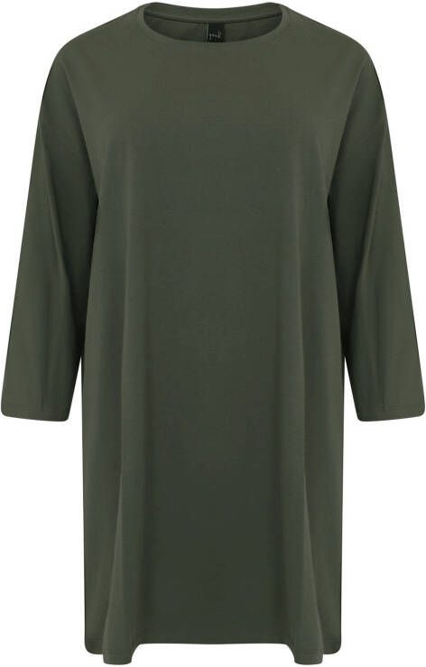 Yoek rechte losvallende tuniekjurk COTTON donkergroen