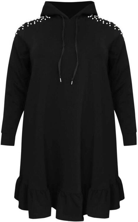 Yoek sweatjurk met volant STUDS zwart