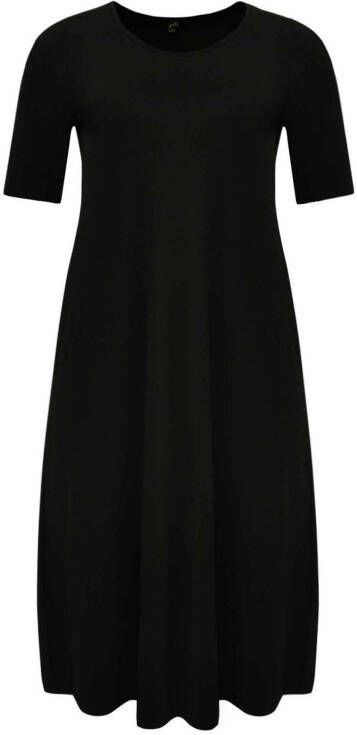 Yoek T shirtjurk DOLCE met plooien zwart