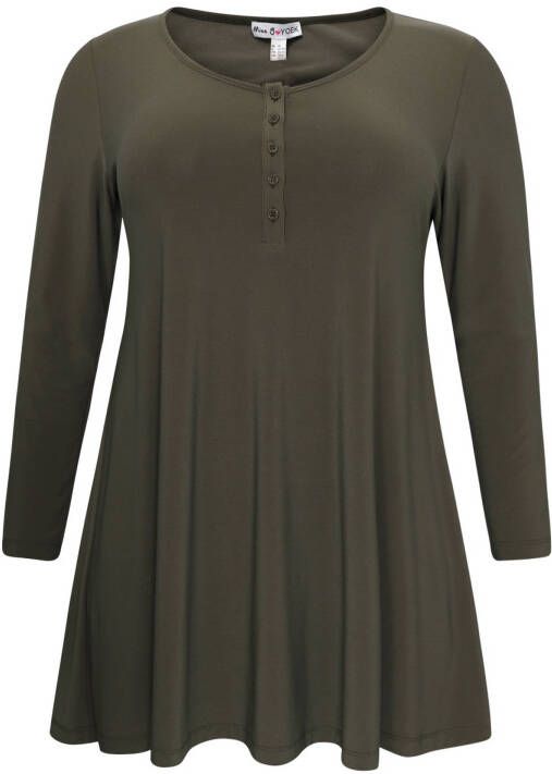 Yoek tuniek van travelstof DOLCE olijfgroen