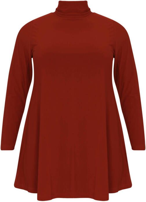 Yoek tuniek van travelstof DOLCE roodbruin