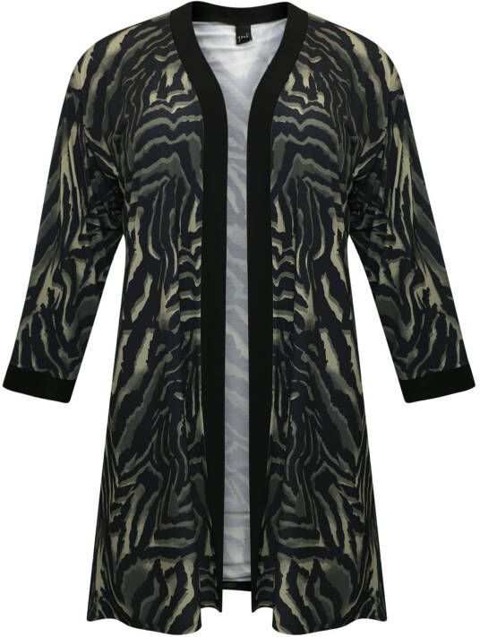 Yoek vest KAMEO met zebraprint donkergroen/olijfgroen/zwart