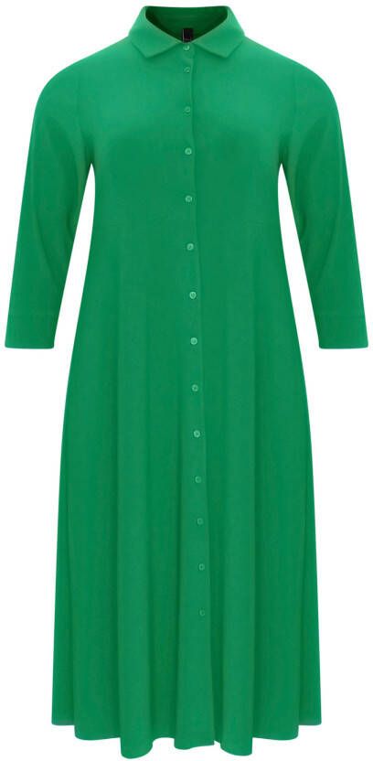 Yoek wijde A lijn jurk van travelstof DOLCE groen