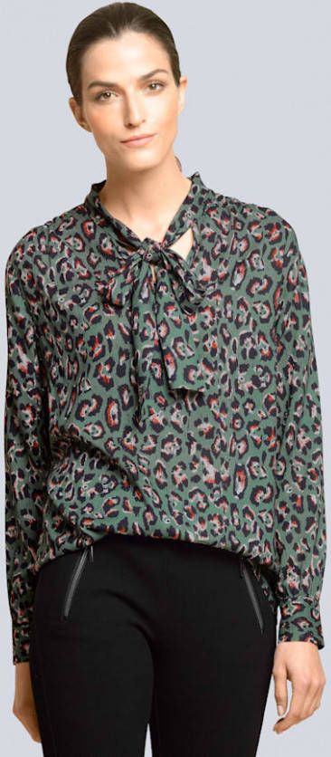 alba moda Blouse met sjaalkraag Groen/Zwart