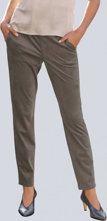 alba moda Broek met hoge band Taupe
