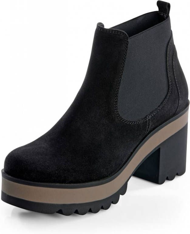 alba moda Enkellaarsje van zacht rundersuède Zwart