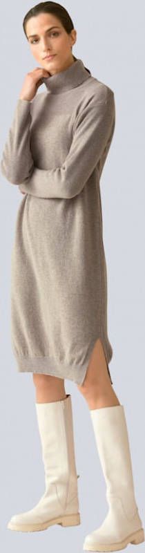 alba moda Gebreide jurk met col Beige