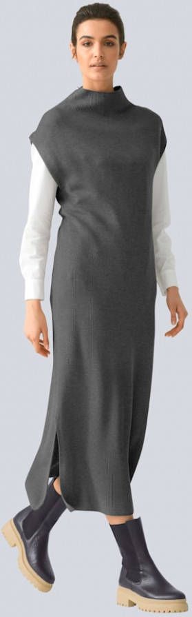 alba moda Gebreide jurk met splitten Antraciet
