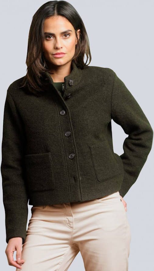 alba moda Jas met opstaande kraag Groen