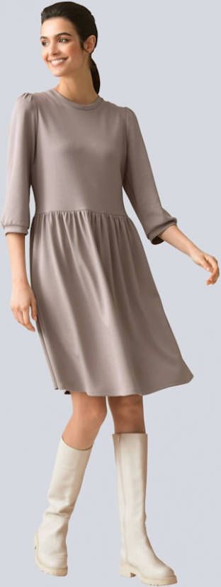 alba moda Jersey jurk met kleine ballonmouwen Taupe