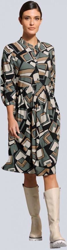 alba moda Jurk Grijs/Cognac/Zwart