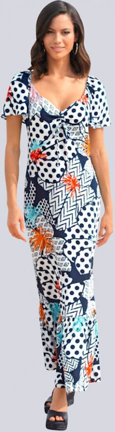 alba moda Jurk met carmenhals Blauw