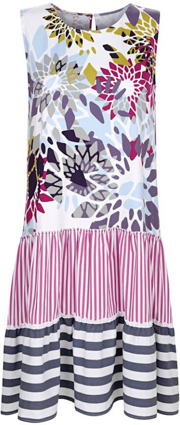 alba moda Jurk met patronen en materialenmix Wit/Multicolor