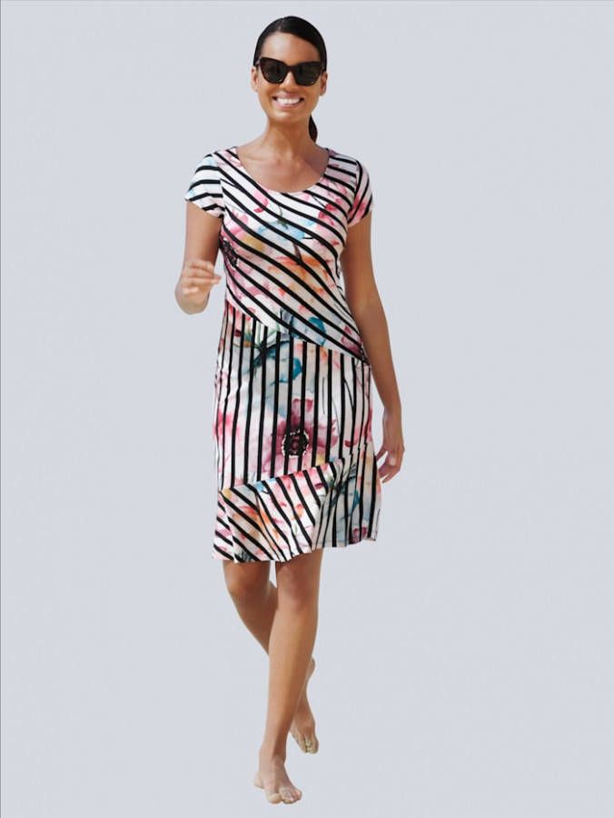 alba moda Jurk met trendy patronenmix Wit/Roze